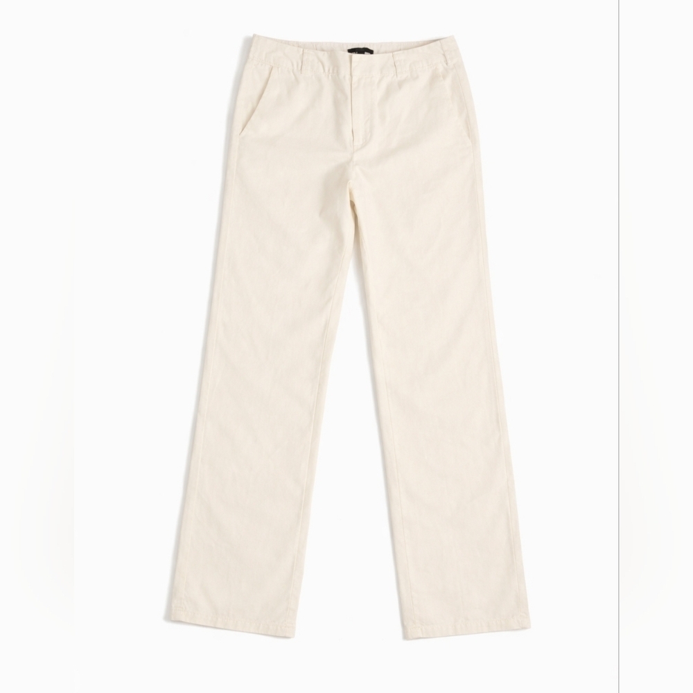 NWT trouser pants off white straight wide leg classic office career sz Large/32